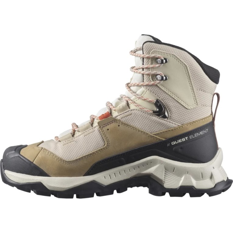 Botas Caminhada Salomon Quest Element GTX Feminino Bege Verde Oliva Pretas | PT P35697